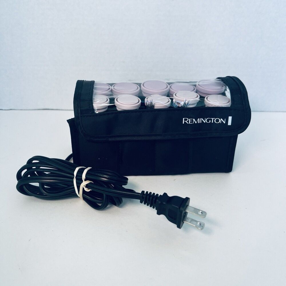 Remington Heated Hair Rollers Set w/ Clips & Bag used Travel Curlers Works